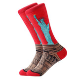 LETSBUY 1pair Combed Cotton Colorful Van Gogh Retro Oil Painting Men Socks cool casual Dress Funny party dress crew Socks