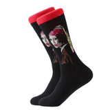 LETSBUY 1pair Combed Cotton Colorful Van Gogh Retro Oil Painting Men Socks cool casual Dress Funny party dress crew Socks