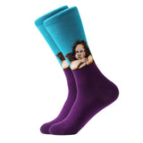 LETSBUY 1pair Combed Cotton Colorful Van Gogh Retro Oil Painting Men Socks cool casual Dress Funny party dress crew Socks