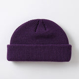 New Fashion Men's Beanie Winter Knit Hat Boy Skullcap Sailor Cap Cuffs Retro Navy Short Hat Solid Color Unisex Autumn Warm Cap