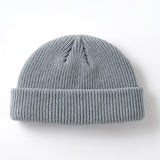 New Fashion Men's Beanie Winter Knit Hat Boy Skullcap Sailor Cap Cuffs Retro Navy Short Hat Solid Color Unisex Autumn Warm Cap