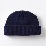 New Fashion Men's Beanie Winter Knit Hat Boy Skullcap Sailor Cap Cuffs Retro Navy Short Hat Solid Color Unisex Autumn Warm Cap