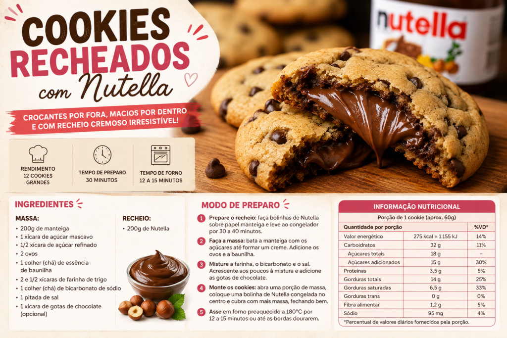 Cookies Recheados com Nutella