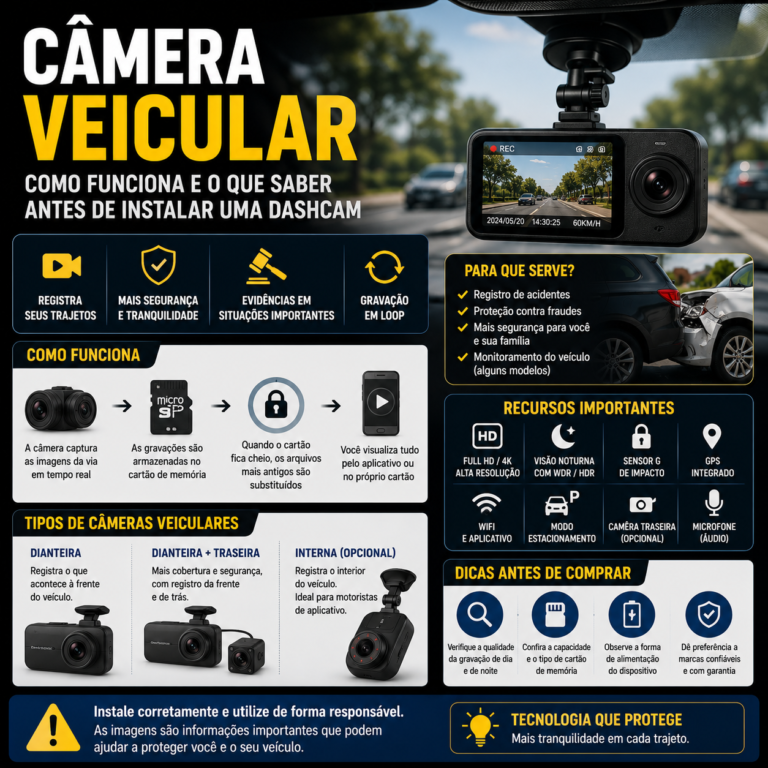 Câmera Veicular: Como Funciona e O Que Saber Antes de Instalar uma Dashcam
