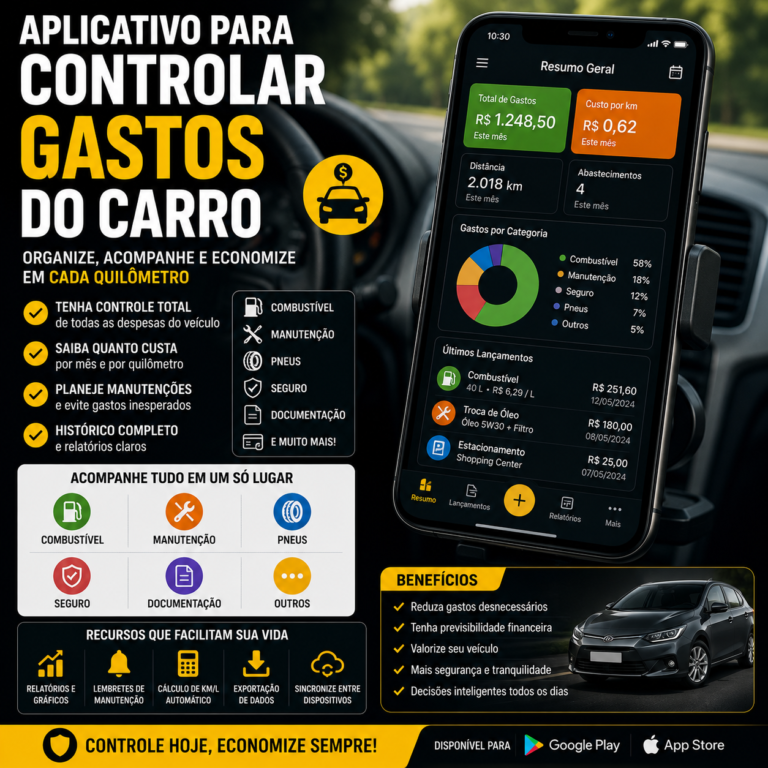 Aplicativo para Controlar Gastos do Carro: Como Organizar Combustível e Manutenção